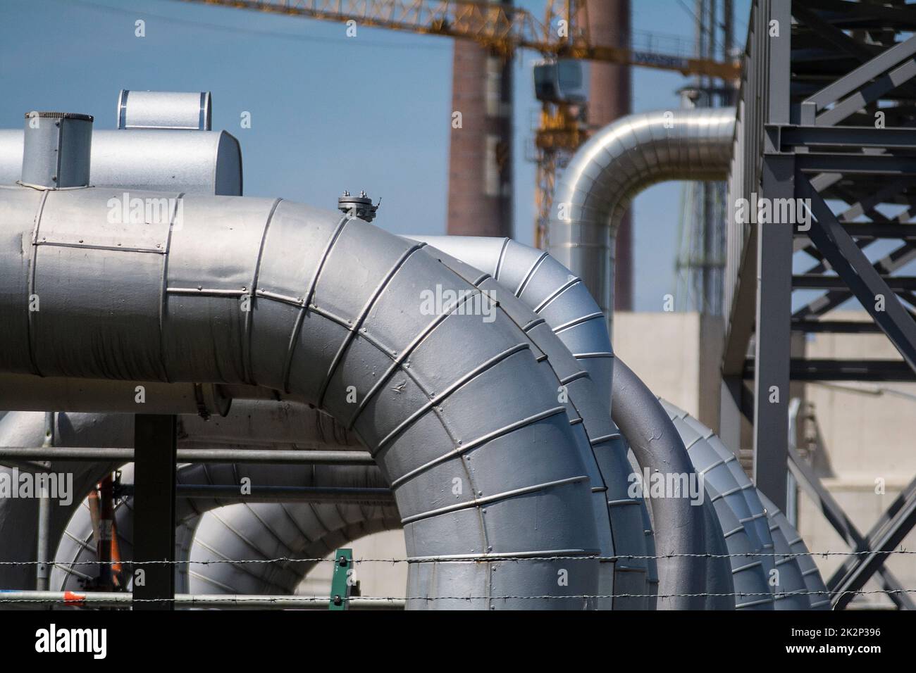 Gasoductos en primer plano - industria Foto de stock