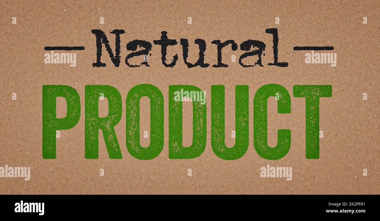 Natural Producto escrito sobre un fondo de papel retro Foto de stock