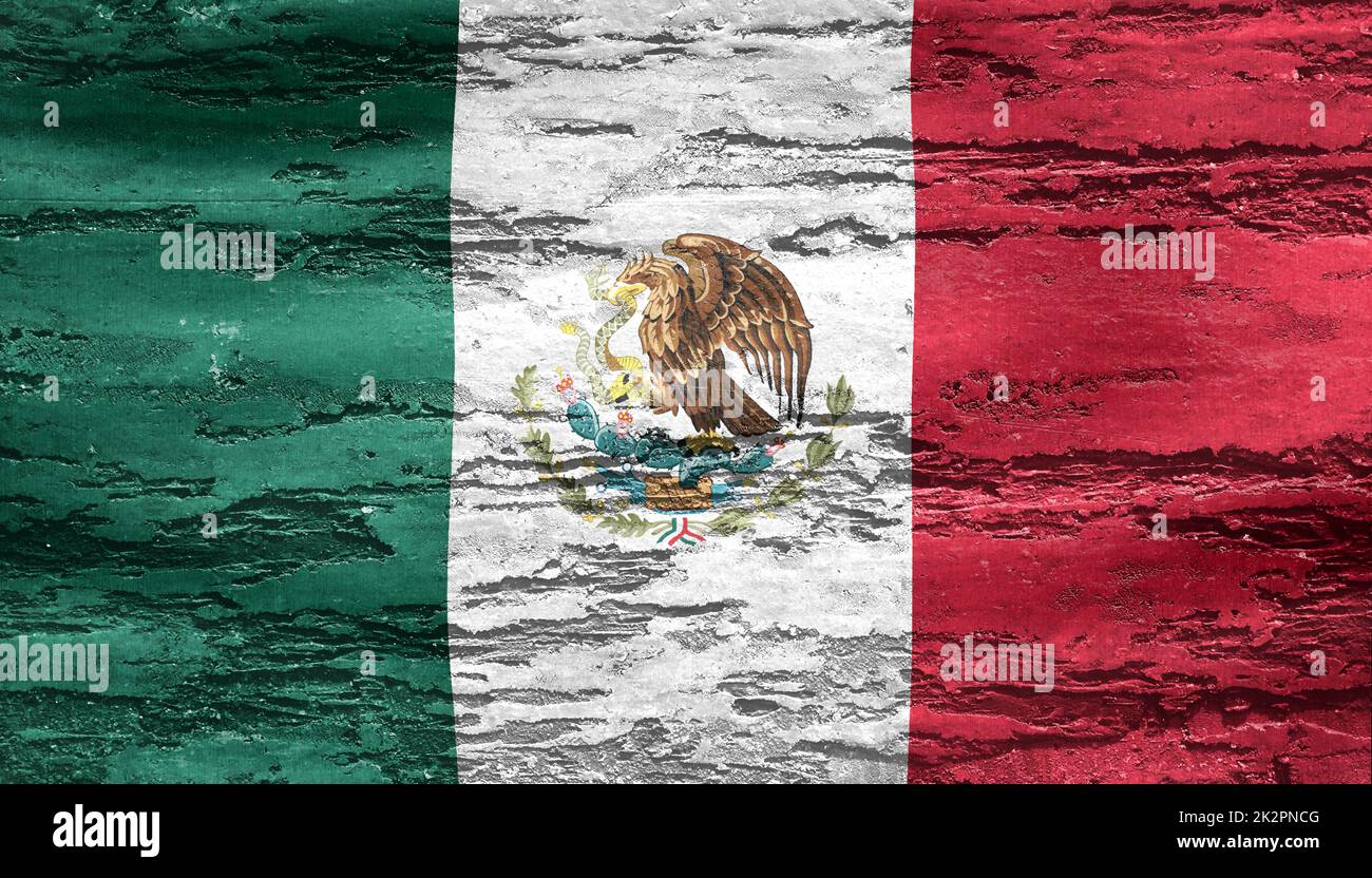 3D-Ilustración de una bandera de México - realista bandera de tela