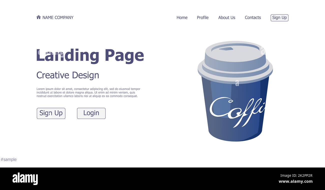 Página de inicio del sitio web concepto de diseño de cafetería - Vector Foto de stock