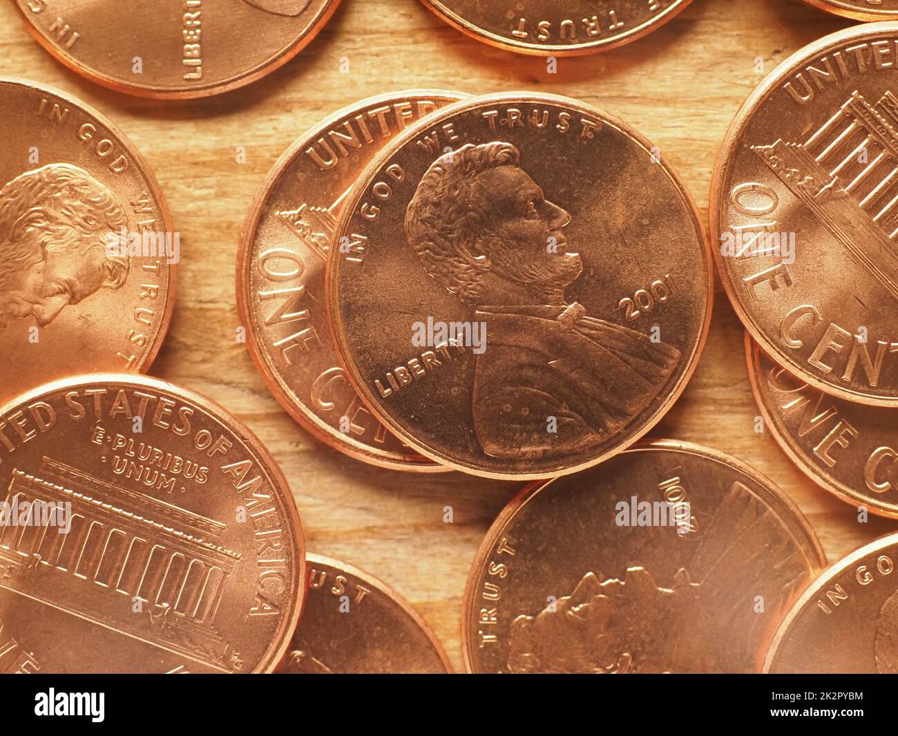 Un dólar centavo monedas dinero (USD), moneda de los Estados Unidos Foto de stock