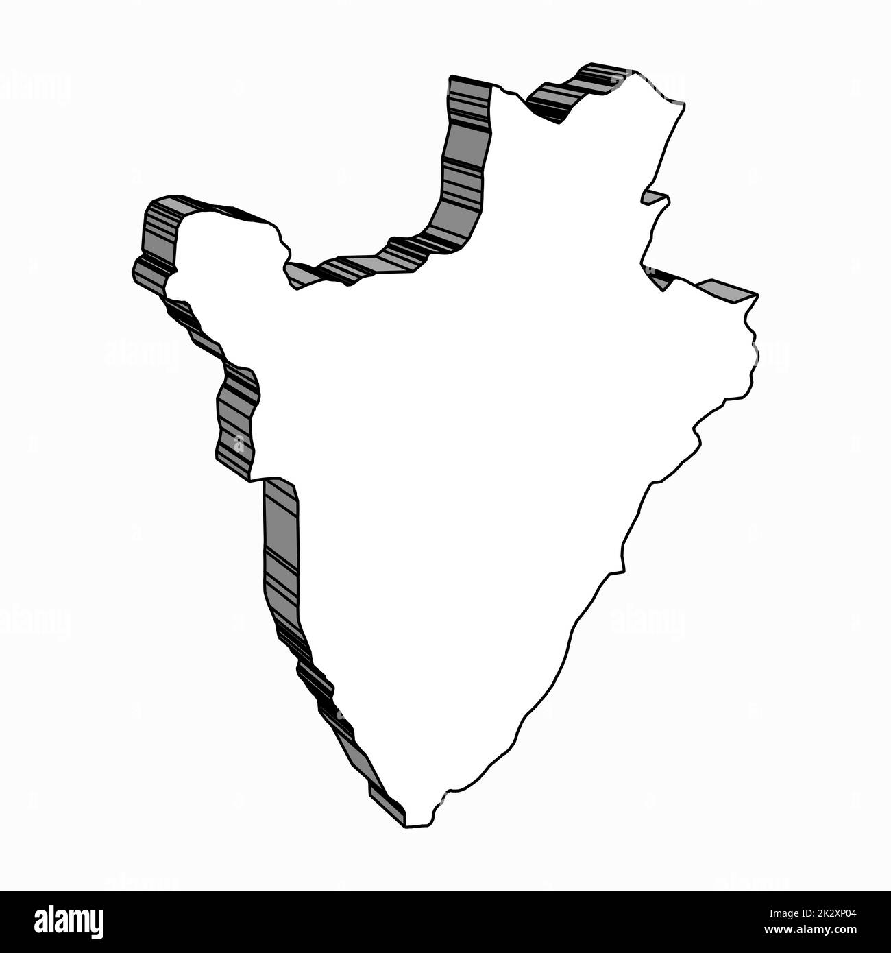Burundi 3D esboza el mapa de la silueta en negro sobre un fondo blanco Foto de stock