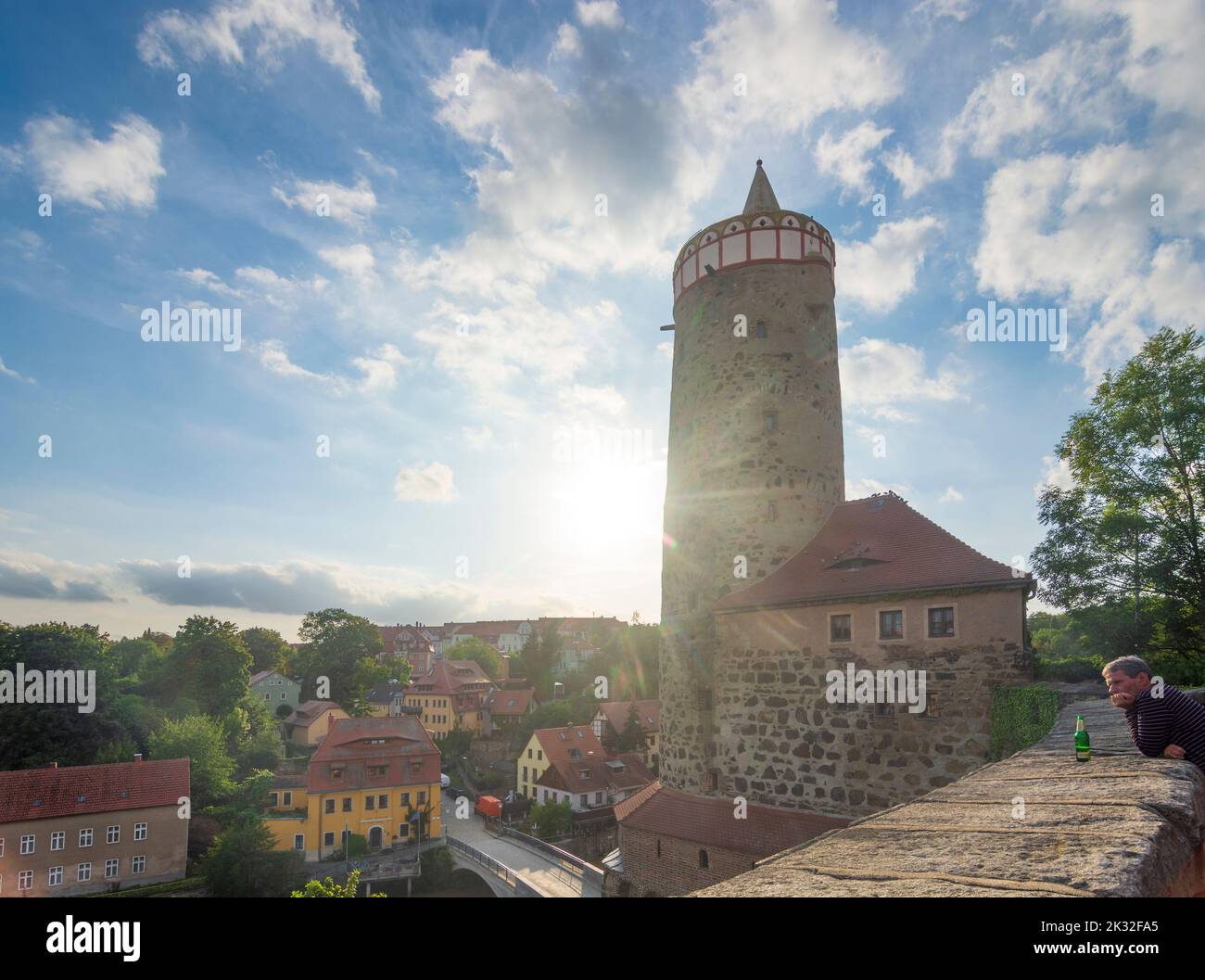 Bautzen: torre Alte Wasserkunst en Oberlausitz, Alta Lusatia, Sachsen, Sajonia, Alemania Foto de stock