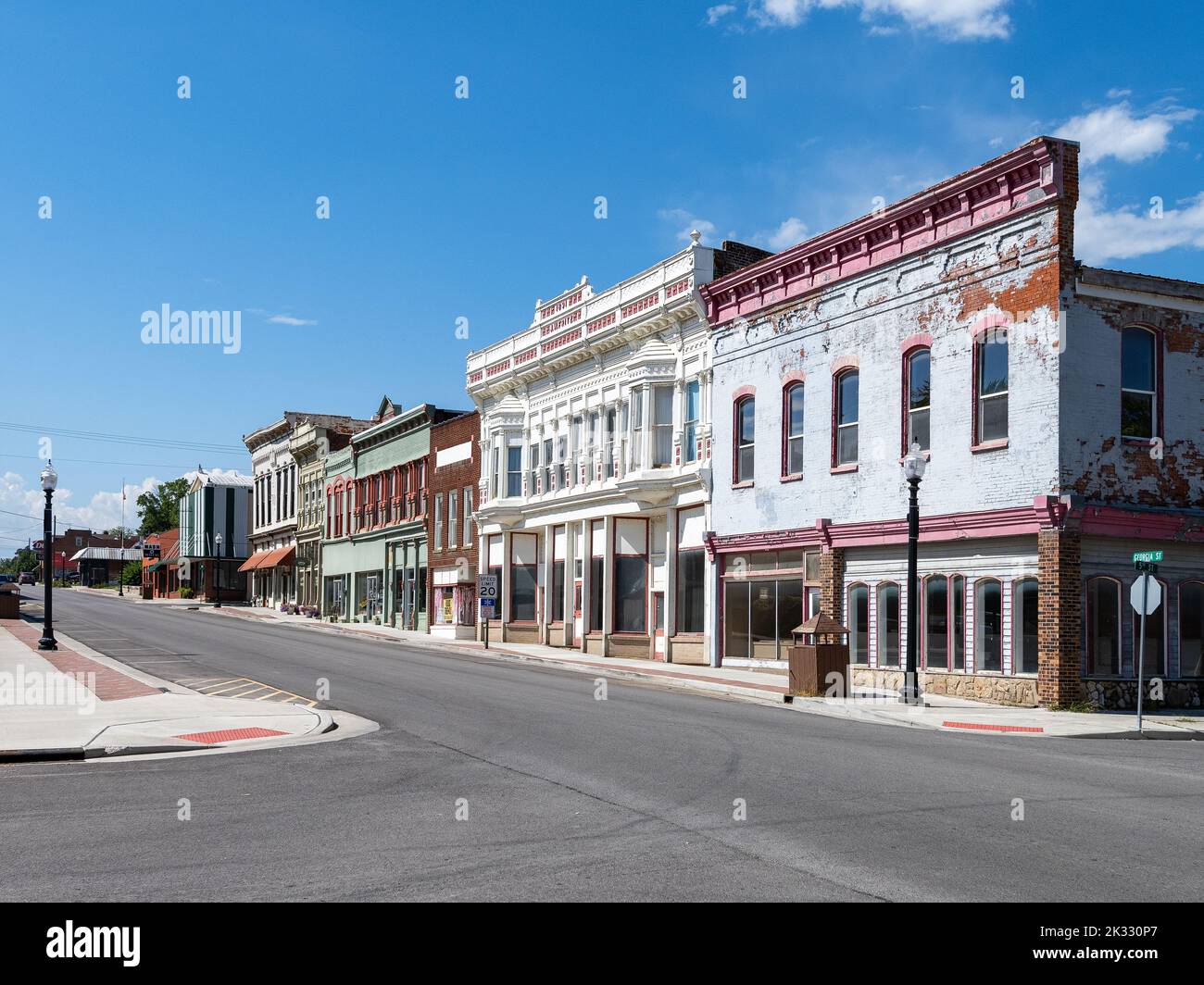 Edificios comerciales históricos en Louisiana Missouri Foto de stock
