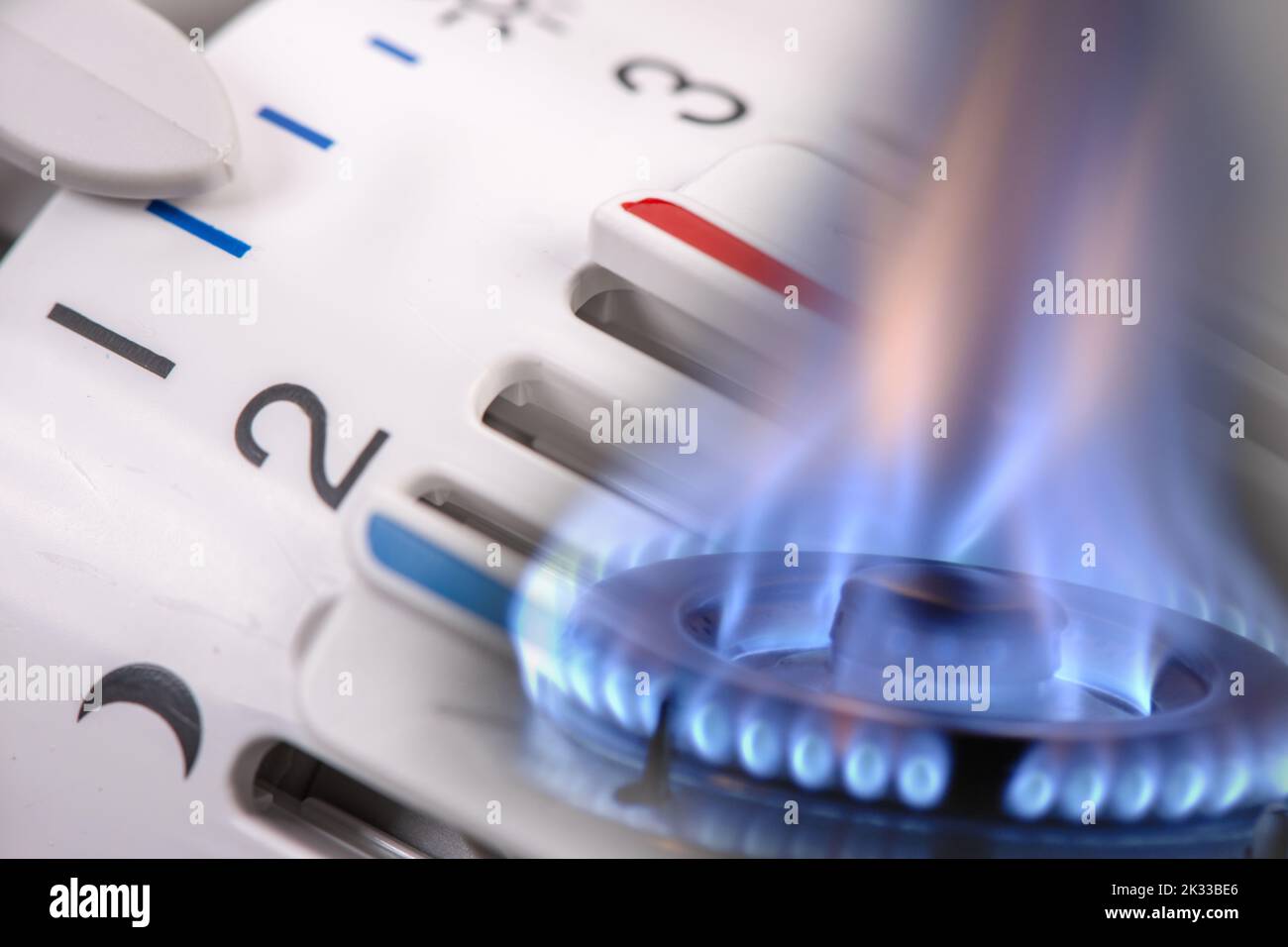 llama de gas y sistema de calefacción Foto de stock