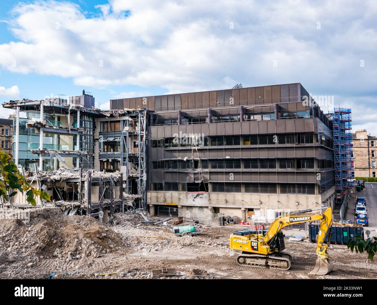 Antigua demolición de edificios del Royal Bank of Scotland para nuevos desarrollos, Dundas Street, Edimburgo, Escocia, Reino Unido Foto de stock