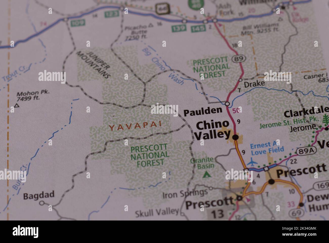 Valle chino arizona en un mapa fotografías e imágenes de alta