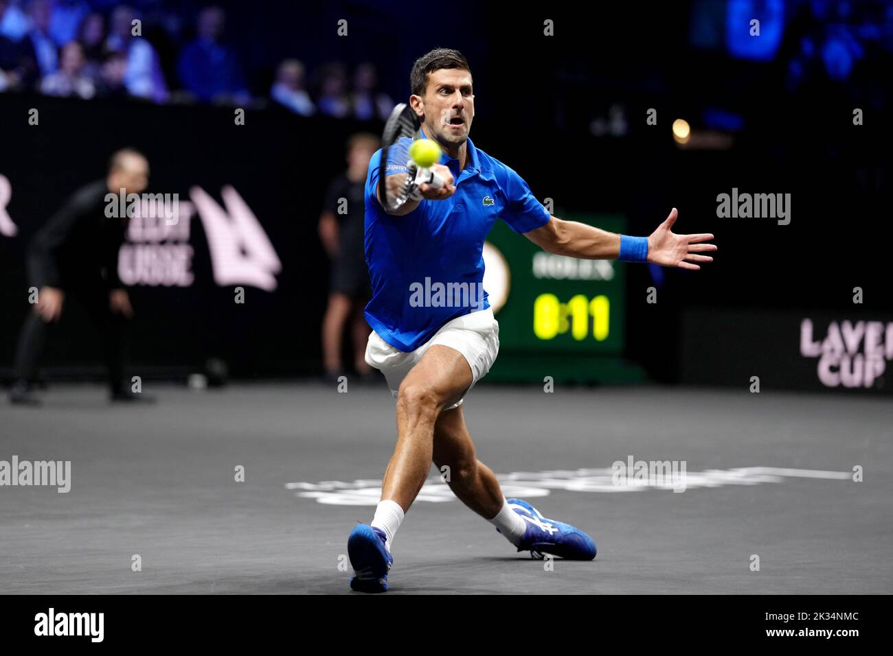 Novak Djokovic durante el segundo día de la Copa Laver en el O2 Arena de Londres. Fecha de la foto: Sábado 24 de septiembre de 2022. Foto de stock