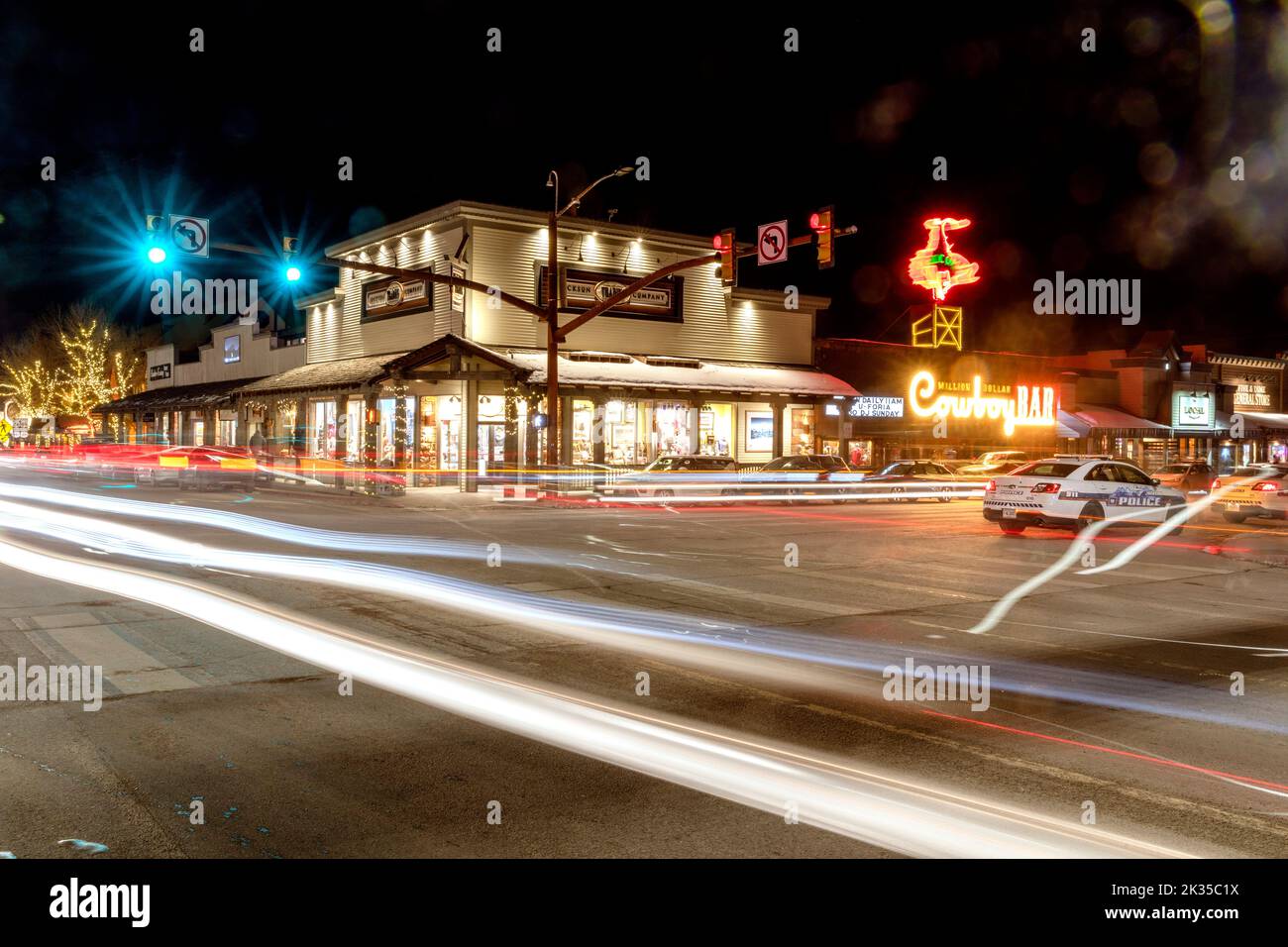 WY05080-00..... WYOMING - Jackson por la noche. Foto de stock