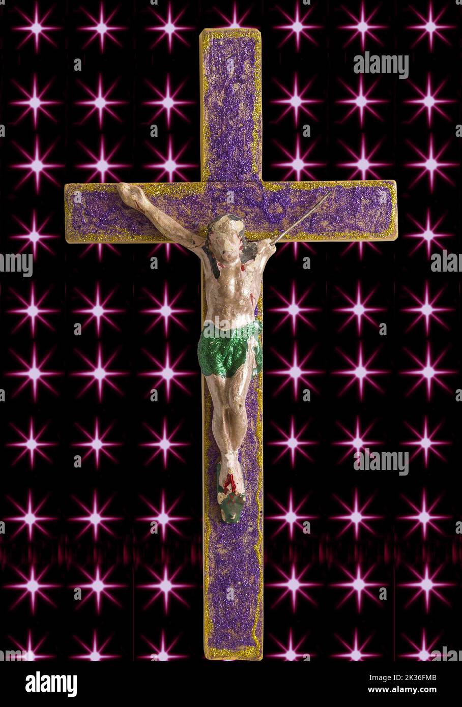 Cristo herido en la cruz Foto de stock