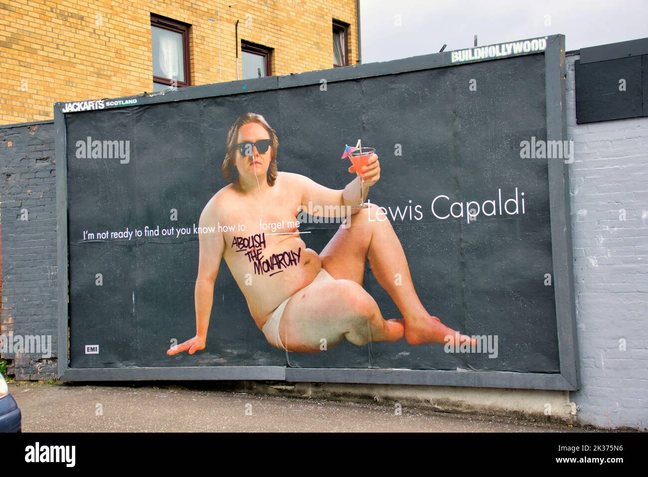 Glasgow, Escocia, Reino Unido 25th de septiembre de 2022. Lewis Capaldi desnudó Graffiti real en el mercado de las barras de las barras . Crédito Gerard Ferry/Alamy Live News Foto de stock