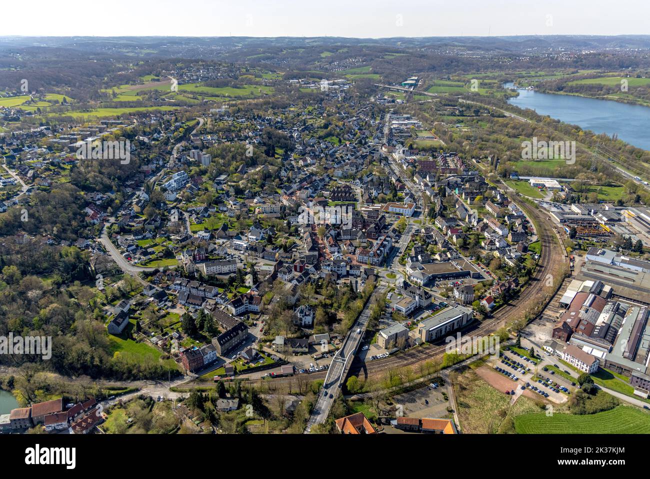 Vista aérea, vista de la ciudad Herbede y Kemnader See, Ostherbede, Witten, área de Ruhr, Renania del Norte-Westfalia, Alemania, DE, Europa, Impuesto inmobiliario, Immobilien, Foto de stock