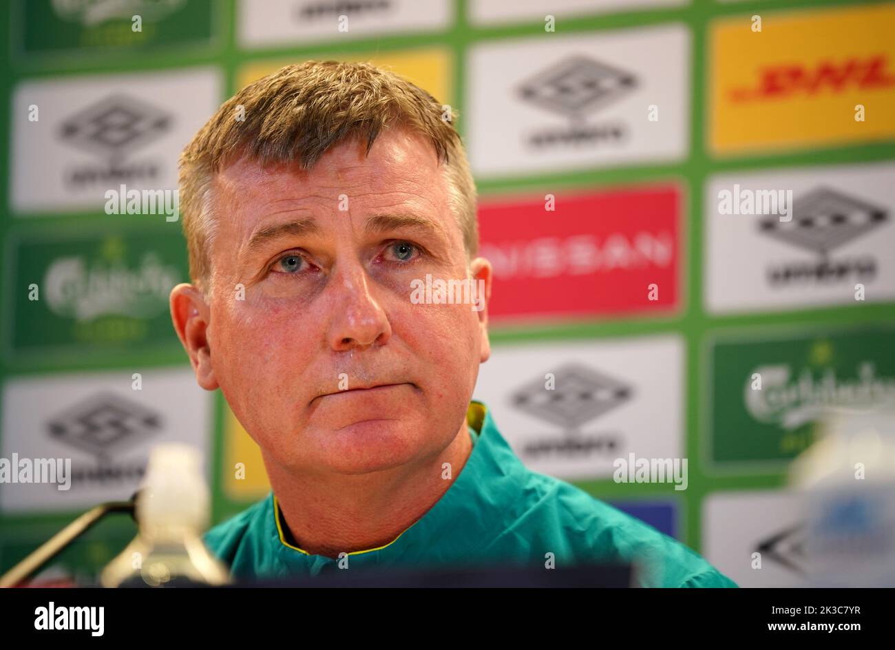 Stephen Kenny, director de la República de Irlanda, durante una conferencia de prensa en el estadio Aviva de Dublín, Irlanda. Fecha de la foto: Lunes 26 de septiembre de 2022. Foto de stock