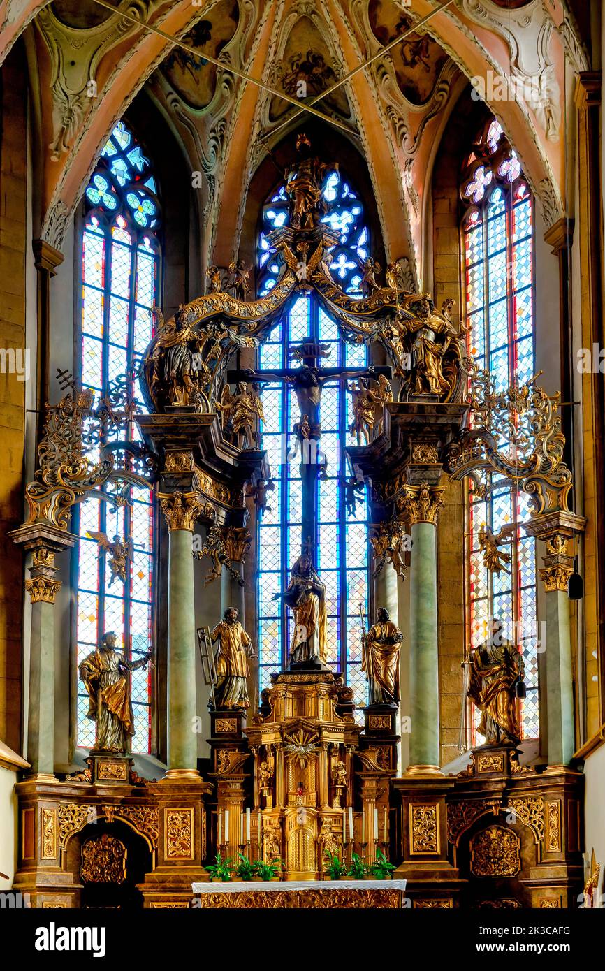 Altar mayor del Jakobskirche, Villach, Austria, Foto de stock