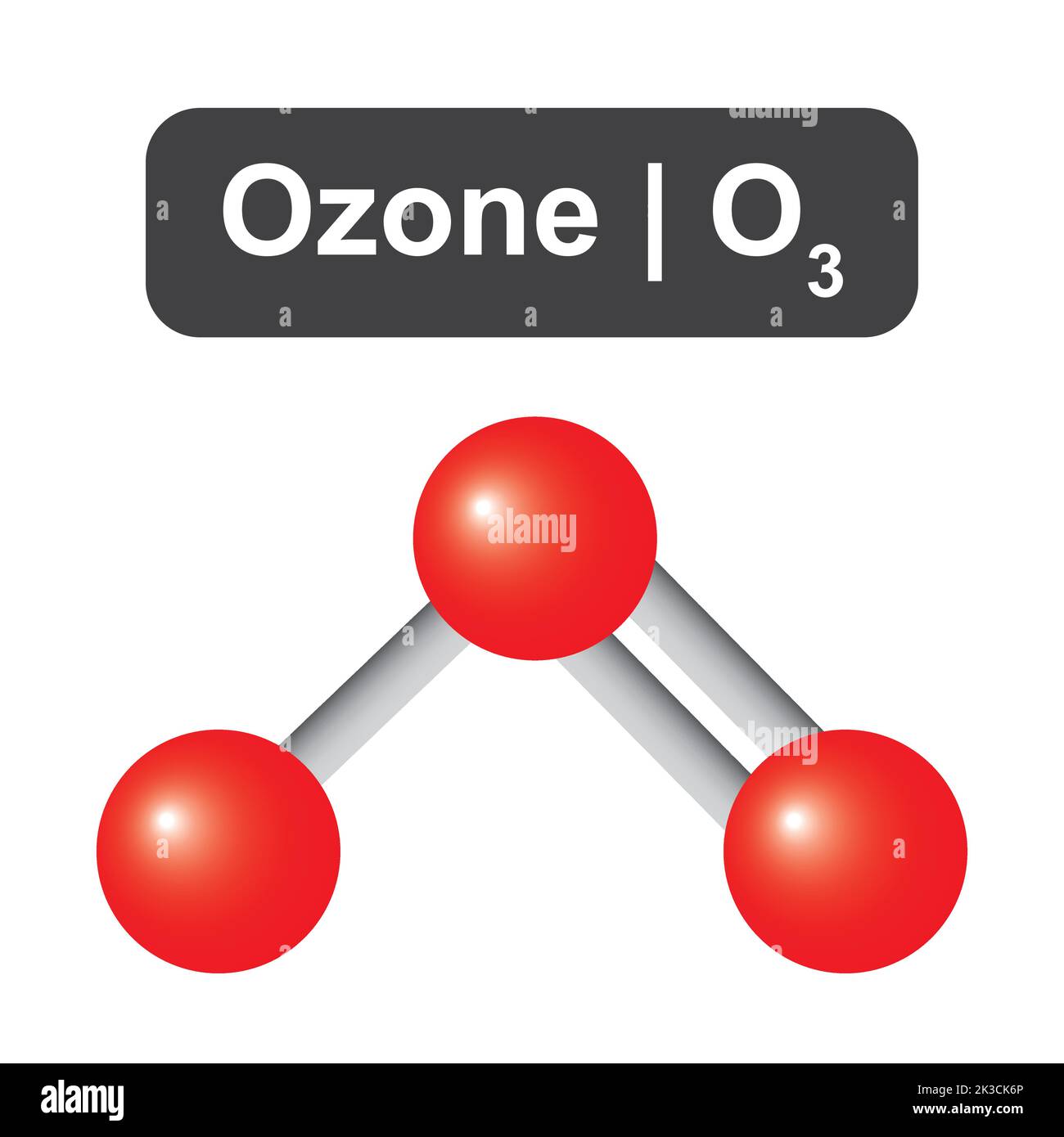 Molécula del Modelo Molecular del Ozono (O3). Ilustración de vectores ...