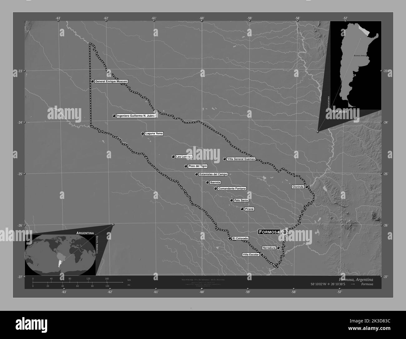 Heutiger Name Des Staates Formosa Formosa, provincia argentina. Mapa de elevación en dos niveles con