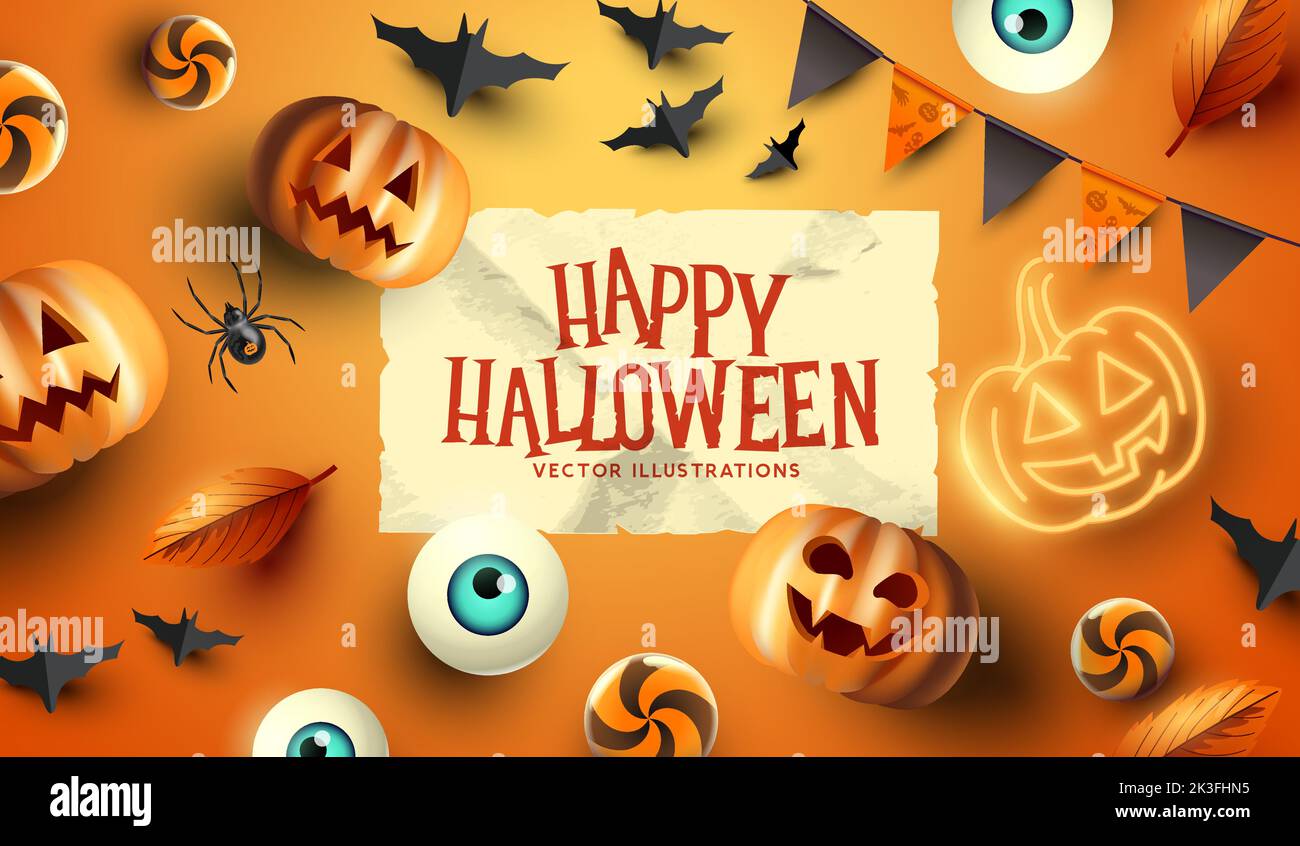 Happy halloween fiesta evento fondo layoutwith espacio para texto. Ilustración vectorial Ilustración del Vector
