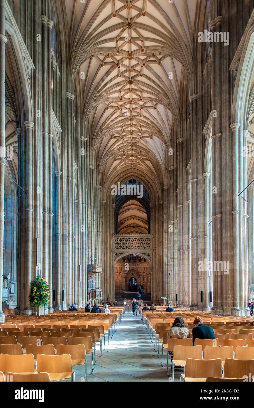 Catedral de Canterbury, The Nave, Canterbury, Kent, Inglaterra, Foto de stock