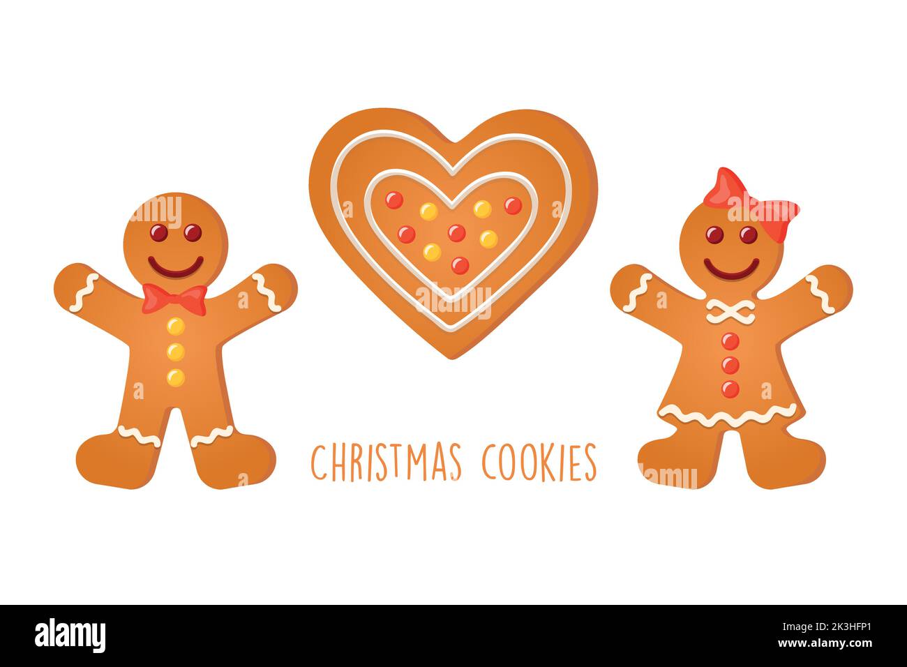 navidad galletas de jengibre juego dulce decoración amor Ilustración del Vector