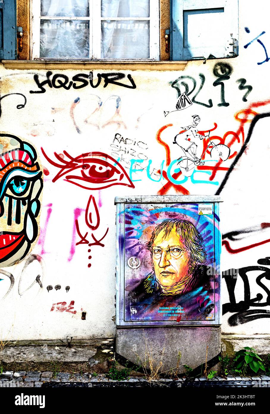 Tübingen (Baden-Württemberg, Alemania): Grafitti, Bild von Hegel Foto de stock