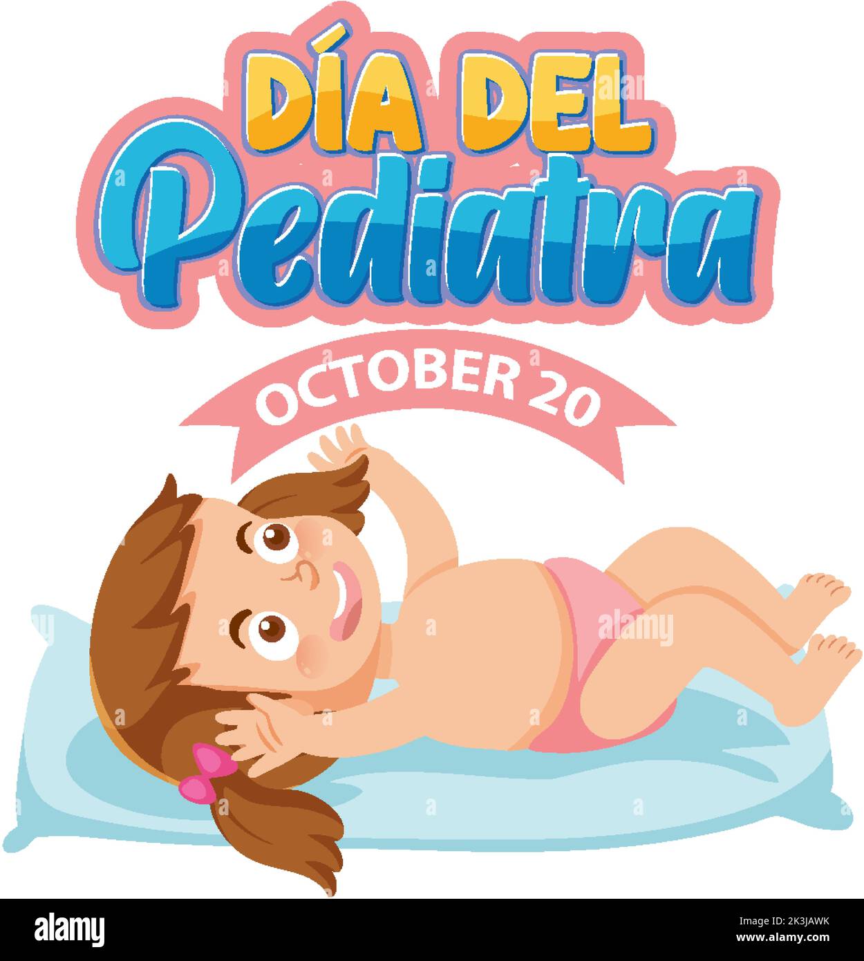 Texto día del pediatra con ilustración de personajes de dibujos animados  Imagen Vector de stock - Alamy