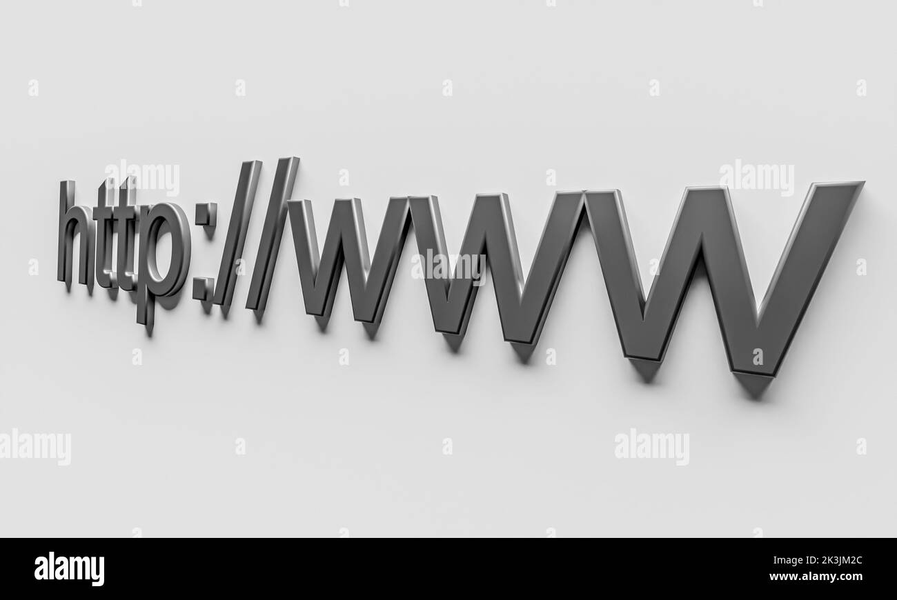 Dirección web de Internet http www en la barra de búsqueda del navegador. renderizado en 3d Foto de stock