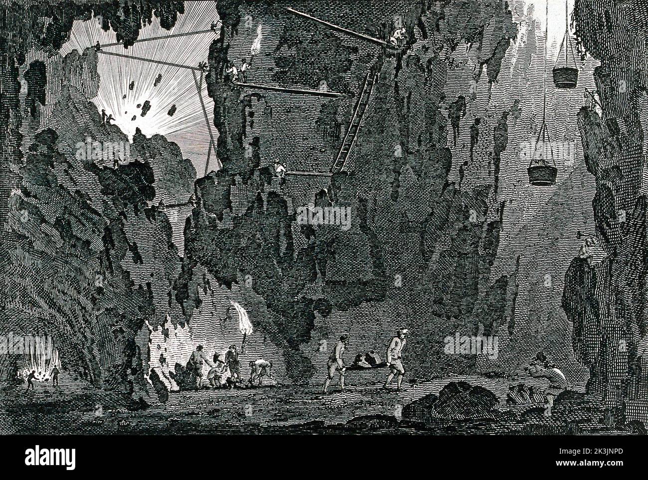 Vista de una mina de hierro, 1813, probablemente Alemania Foto de stock
