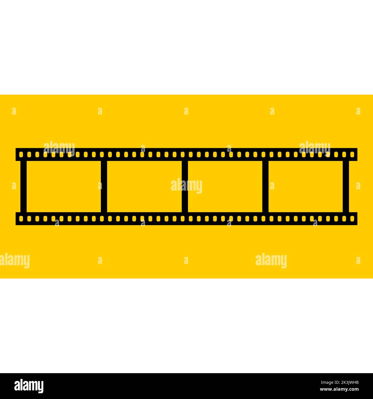 Imagen de película. Película negra sobre fondo amarillo. Ilustración vectorial. Ilustración del Vector