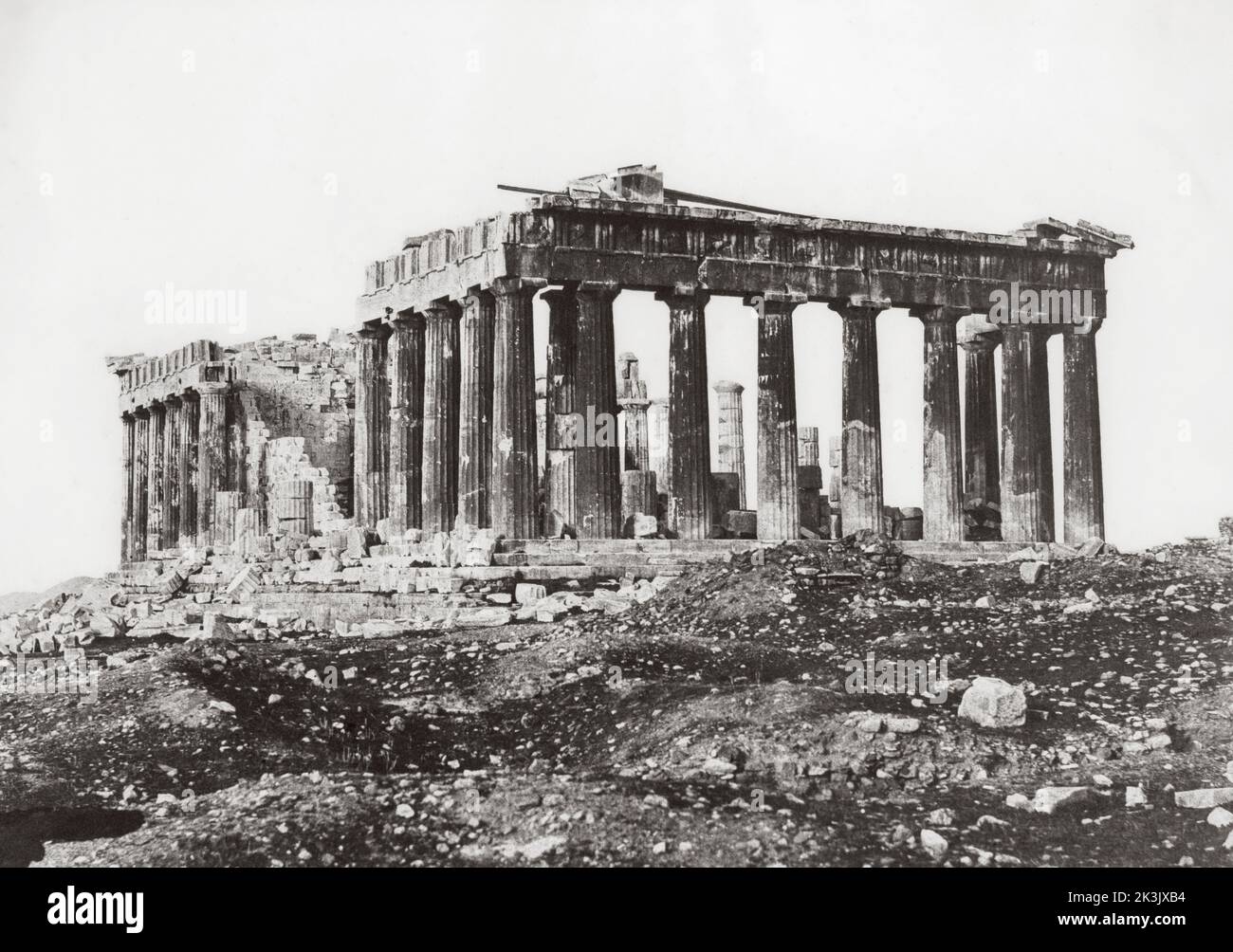 El Partenón en la Acrópolis, Atenas, Grecia, alrededor de 1850. Posiblemente después de un trabajo del periodista y fotógrafo francés Eugene Piot, 1812 - 1890 Foto de stock
