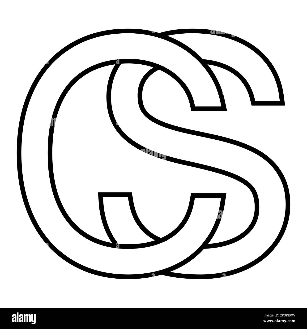 Logotipo signo cs sc icono juego contador letras c s Ilustración del Vector