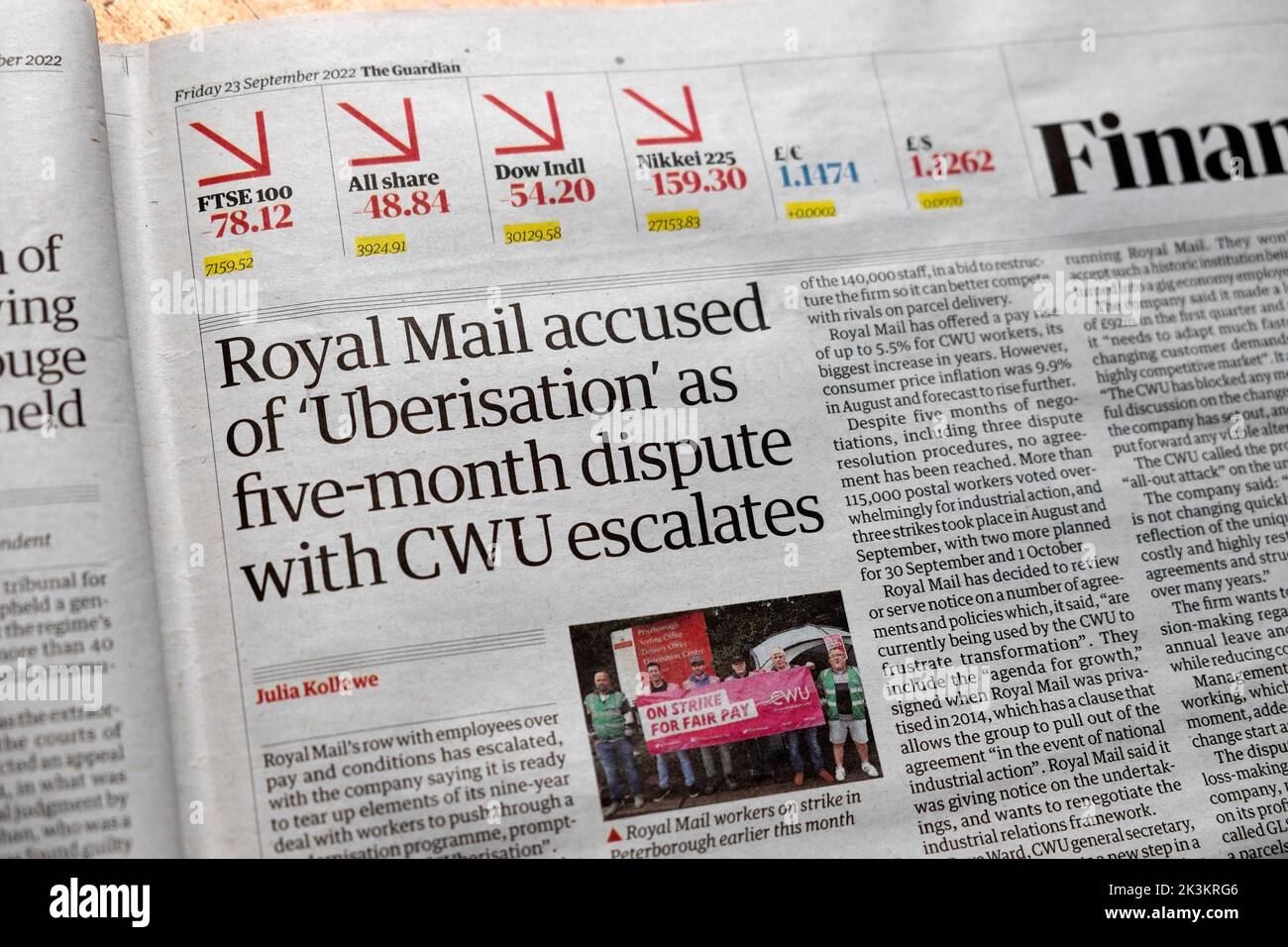 'Royal Mail acusado de 'Uberización' como conflicto de cinco meses con CWU se intensifica' Foto de stock