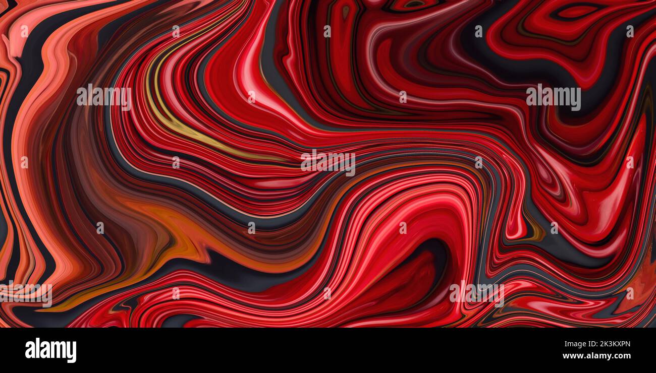 Líneas de colores en movimiento de fondo abstracto. Diseño de textura de mármol líquido, superficie de mármol, diseño abstracto futurista. Pintura líquida roja y negra Foto de stock