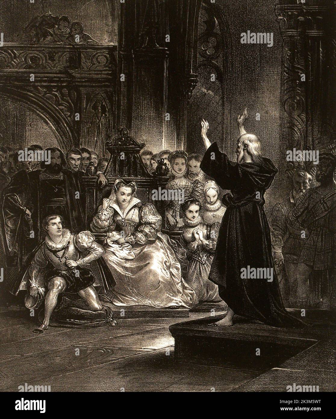 Ilustración - del libro 'El abad' de Walter Scott - 1829 Foto de stock