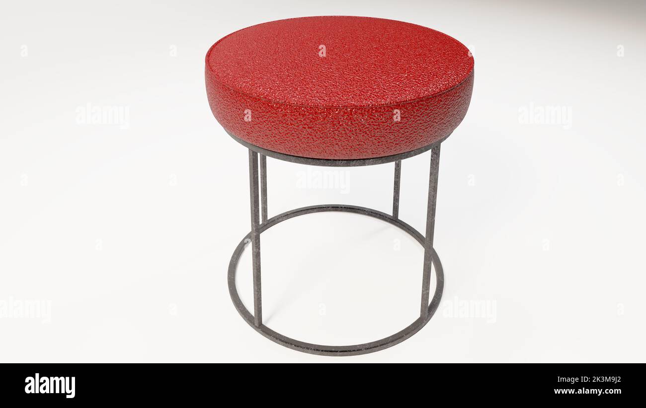 3D Renderizado de muebles de primera calidad - taburete con acabado en cuero Foto de stock