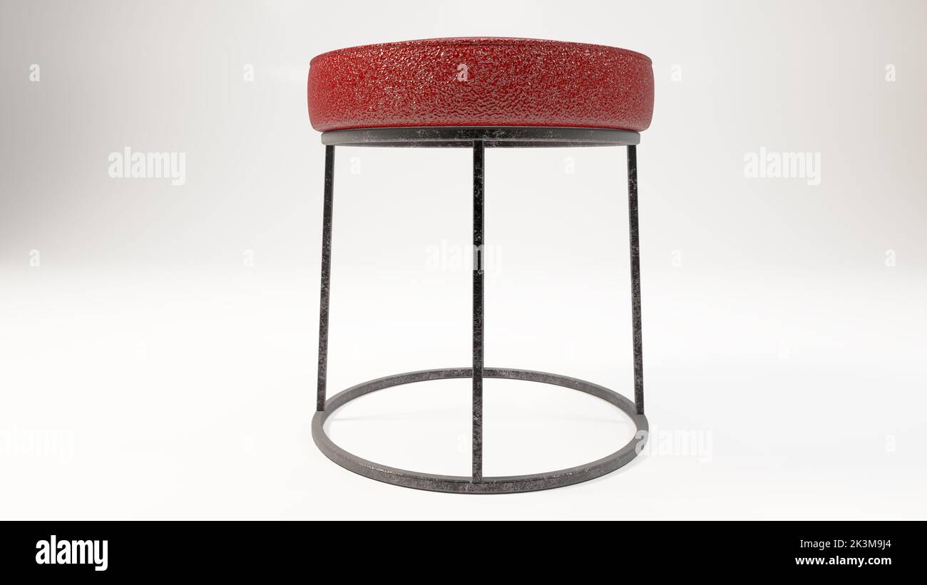 3D Renderizado de muebles de primera calidad - taburete con acabado en cuero Foto de stock