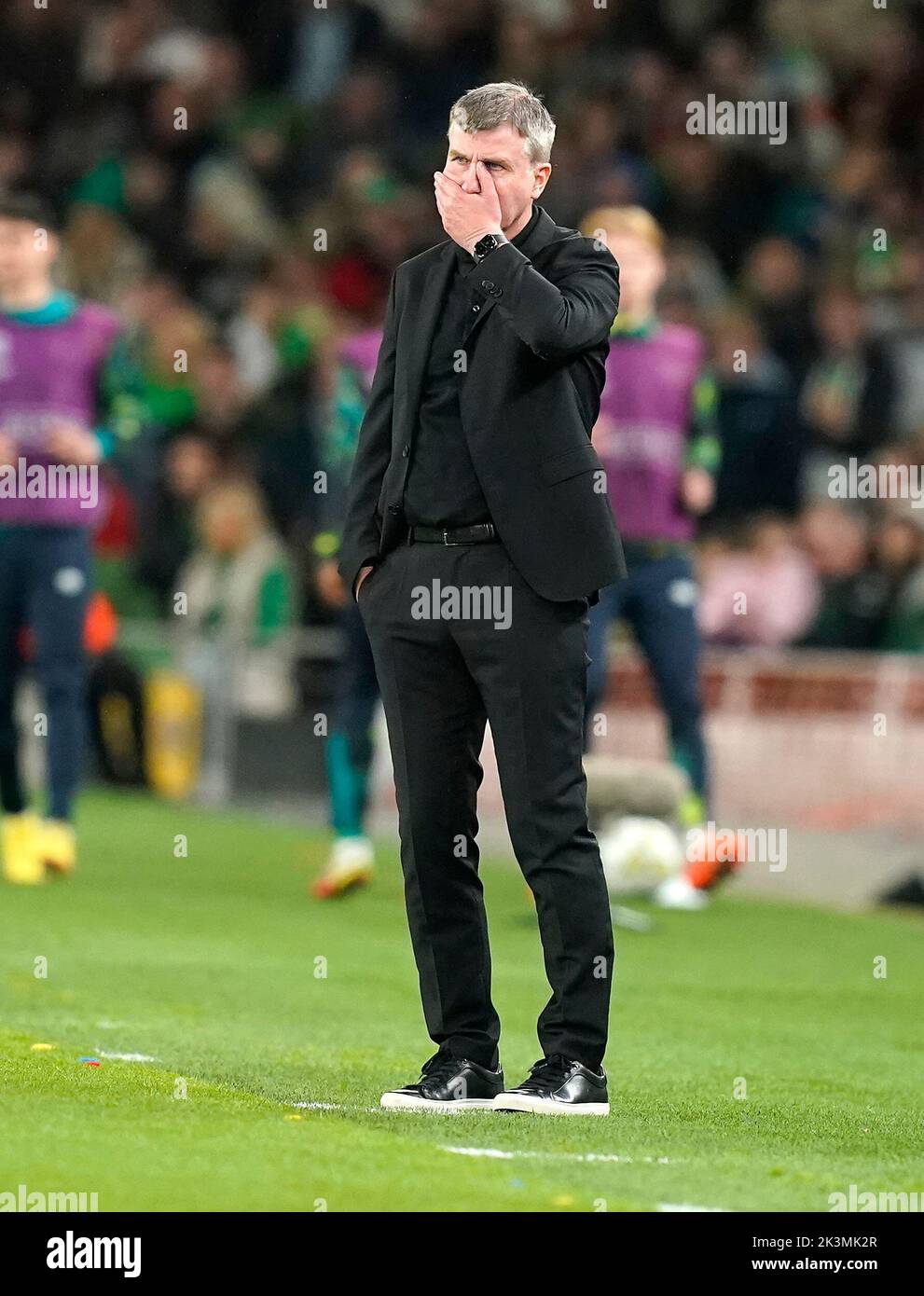Stephen Kenny, entrenador principal de la República de Irlanda, durante el partido de la Liga de las Naciones de la UEFA en el estadio Aviva de Dublín, Irlanda. Fecha de la foto: Martes 27 de septiembre de 2022. Foto de stock