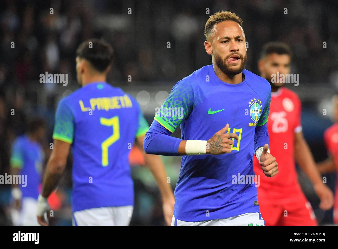 París, Francia. El 27 de septiembre de 2022, el Neymar JR de Brasil durante el partido amistoso internacional entre Brasil y Túnez en el estadio Parc des Princes el 27 de septiembre de 2022 en París, Francia. Foto de Christian Liewig/ABACAPRESS.COM Foto de stock