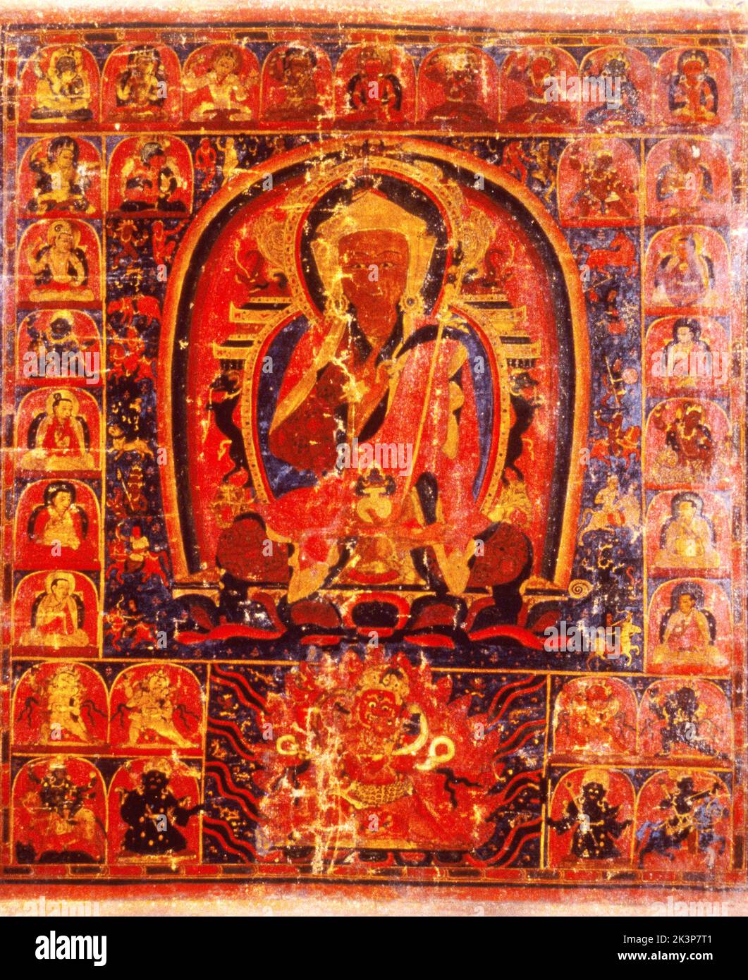 Thangka, la pintura budista tibetana, el estilo Atisa incierto, alrededor del siglo 16th Foto de stock