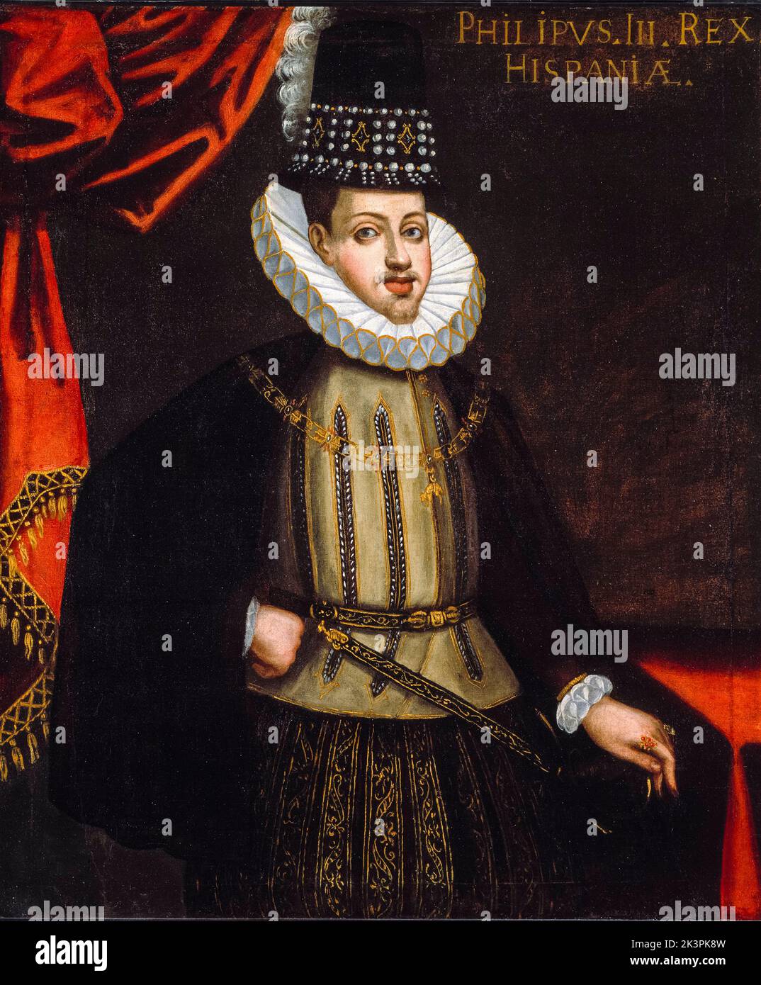 Felipe III (1578-1621), Rey de España, (1598-1621), retrato al óleo sobre lienzo de un artista de la Escuela Española, 1590-1600 Foto de stock
