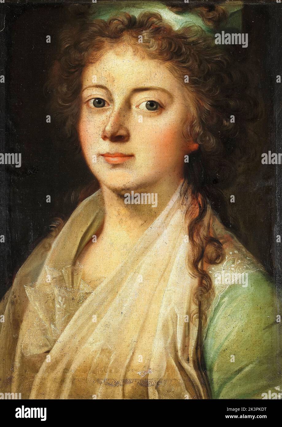 Marie Sophie Frederikke, de Hesse-Kassel (1767-1852), Reina de Dinamarca y Noruega, en matrimonio con Federico VI y Regente de Dinamarca (1814-1815), retrato al óleo sobre lienzo de Jens Juel, 1790-1799 Foto de stock