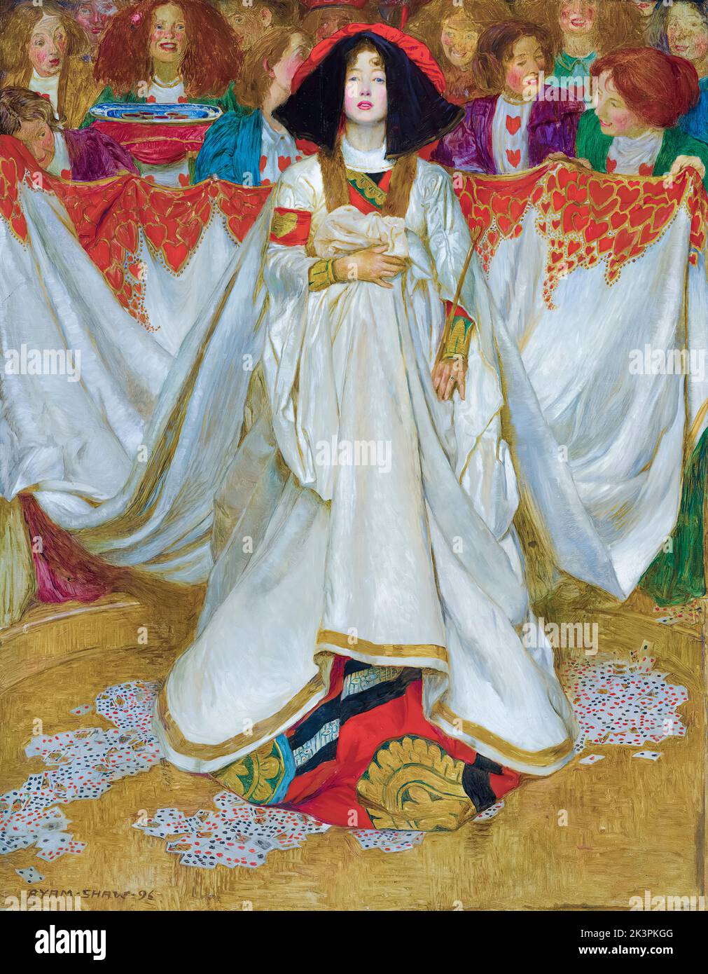 La Reina de los Corazones, pintura al óleo sobre lienzo de Byam Shaw, 1896 Foto de stock