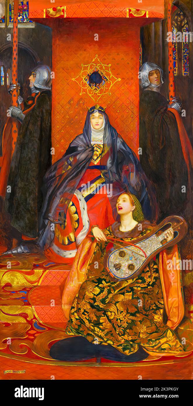 La Reina de las Espadas, pintura en acuarela y bodycolor sobre lápiz por Byam Shaw, 1898 Foto de stock