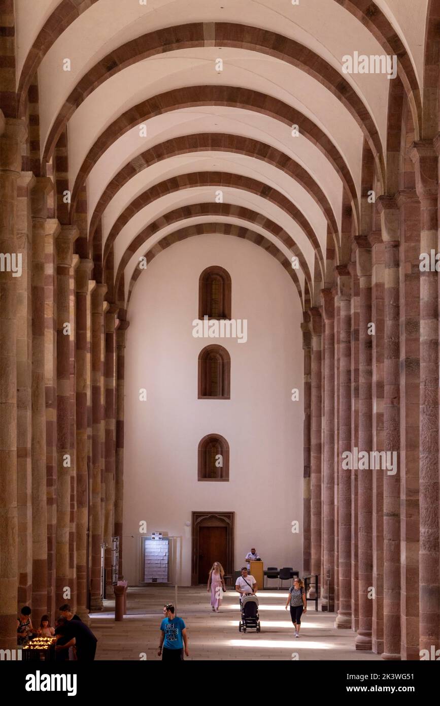 Pasillo lateral, Catedral de Speyer, Speyer, Alemania Foto de stock