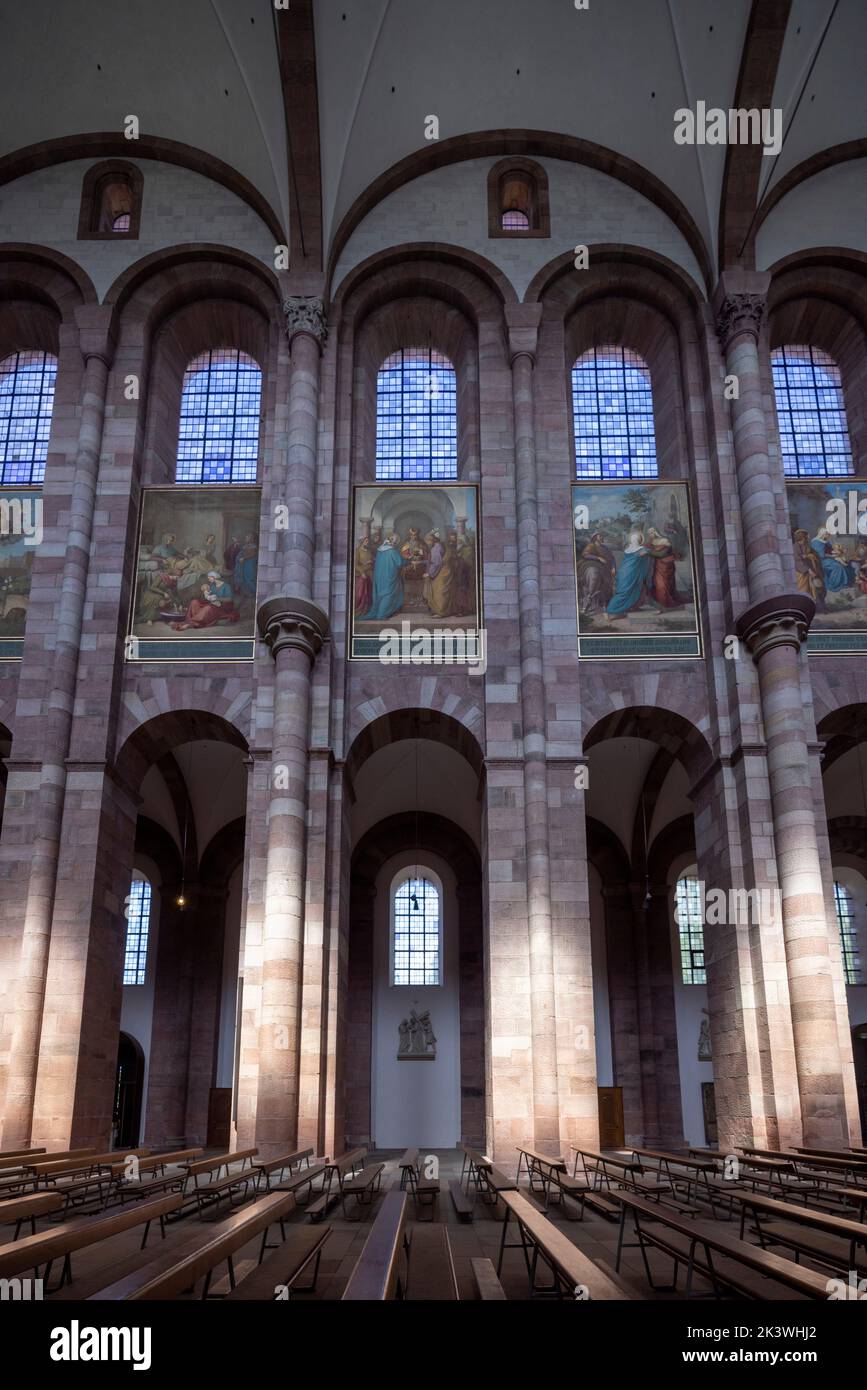La nave, Catedral de Speyer, Speyer, Alemania Foto de stock