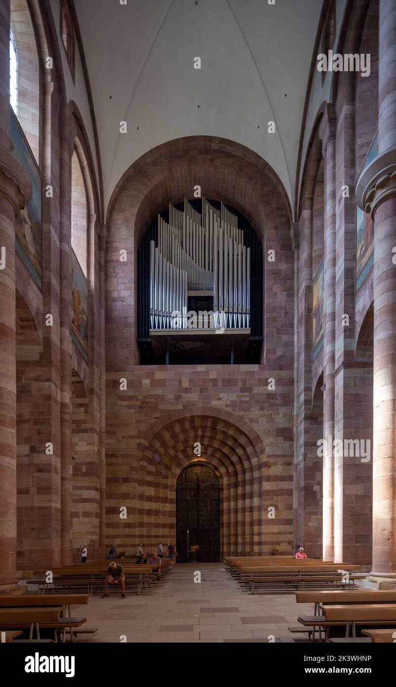 El órgano principal, la Catedral de Speyer, Speyer, Alemania Foto de stock