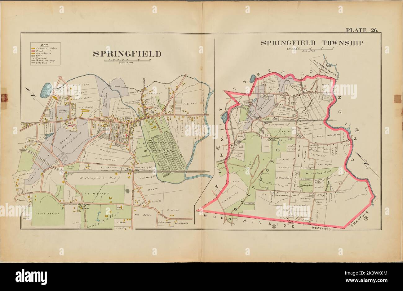 Condado de Union, Doble Página Placa N º 26 Mapa de Springfield y mapa