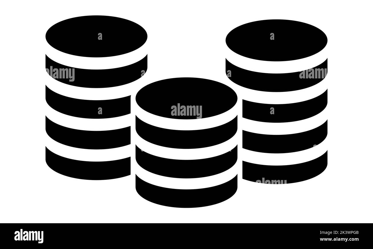 Icono de monedas. Ilustración vectorial aislada sobre fondo blanco