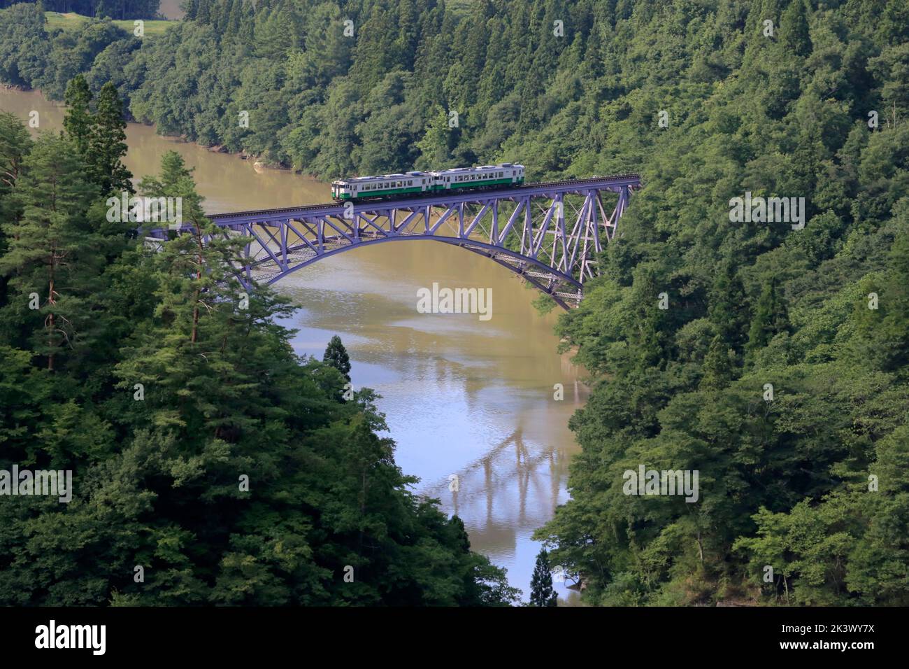 Tadamigawa puente ferroviario NO.1 Fukushima Japón Foto de stock