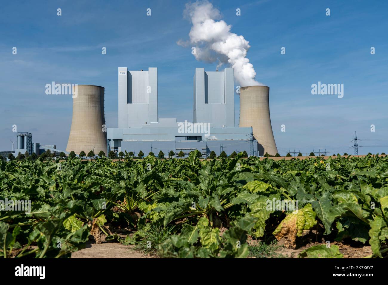 La central eléctrica de Neurath lignito de RWE, cerca de Grevenbroich, la central eléctrica de carbón más grande de Alemania, la segunda más grande de Europa, Unit F-G, NRW, Alemania Foto de stock