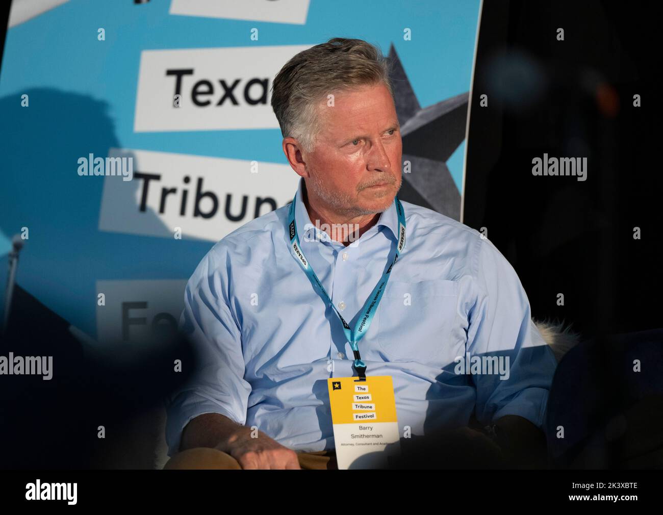 Ex presidente de la Comisión de Servicios Públicos de Texas y abogado BARRY SMITHERMAN durante una sesión de entrevistas en el Festival Texas Tribune anual en el centro de Austin el 24 de septiembre de 2022. Foto de stock